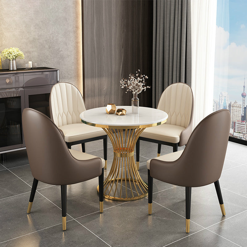 Scandinavian Sintered Stone Dining Sets with Round Table and Metal Base Dining Furniture Set Clearhalo 'Dining Room Sets' 'Dining Tables & Seating' 'dining_room_set' 'furn' 'furn_dining_room_set' 'Furniture' 'furniture_dining_room_set' 'Kitchen & Dining Furniture' 'kitchen&dining_furn' 'kitchen' 3474826