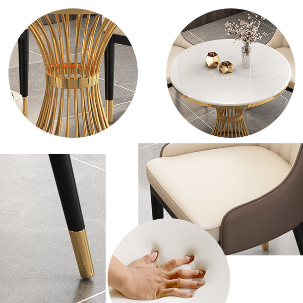 Scandinavian Sintered Stone Dining Sets with Round Table and Metal Base Dining Furniture Set Clearhalo 'Dining Room Sets' 'Dining Tables & Seating' 'dining_room_set' 'furn' 'furn_dining_room_set' 'Furniture' 'furniture_dining_room_set' 'Kitchen & Dining Furniture' 'kitchen&dining_furn' 'kitchen' 3474831