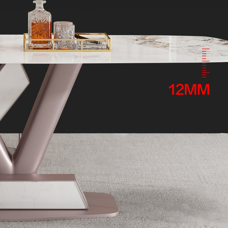 Dining Room Set Modern Sintered Stone Table with Pedestal Base Rectangle Dining Set for Restaurant Clearhalo 'Dining Room Sets' 'Dining Tables & Seating' 'dining_room_set' 'furn' 'furn_dining_room_set' 'Furniture' 'furniture_dining_room_set' 'Kitchen & Dining Furniture' 'kitchen&dining_furn' 'kitchen' 3474841