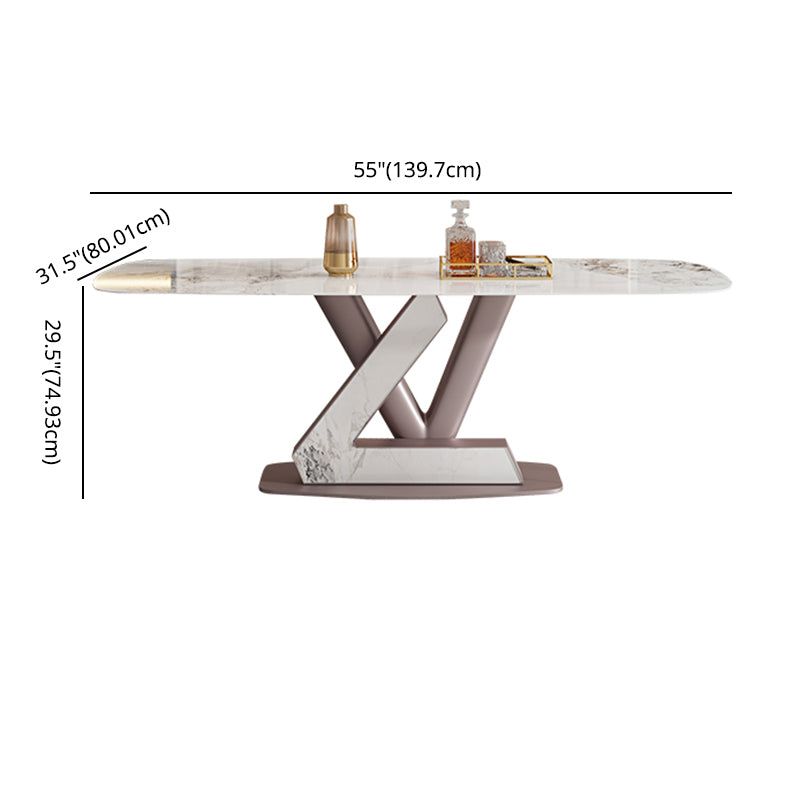 Dining Room Set Modern Sintered Stone Table with Pedestal Base Rectangle Dining Set for Restaurant Clearhalo 'Dining Room Sets' 'Dining Tables & Seating' 'dining_room_set' 'furn' 'furn_dining_room_set' 'Furniture' 'furniture_dining_room_set' 'Kitchen & Dining Furniture' 'kitchen&dining_furn' 'kitchen' 3474845