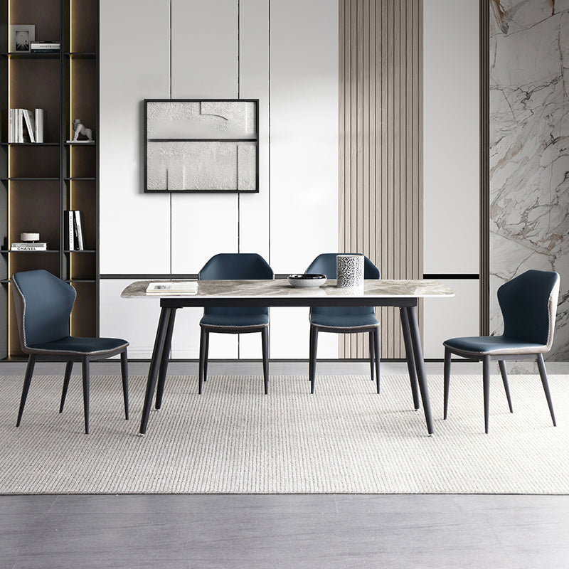 Minimalist Style Dining Table Set with Rectangle Shape Table and Upholstered Chairs Clearhalo 'Dining Room Sets' 'Dining Tables & Seating' 'dining_room_set' 'furn' 'furn_dining_room_set' 'Furniture' 'furniture_dining_room_set' 'Kitchen & Dining Furniture' 'kitchen&dining_furn' 'kitchen' 3474853