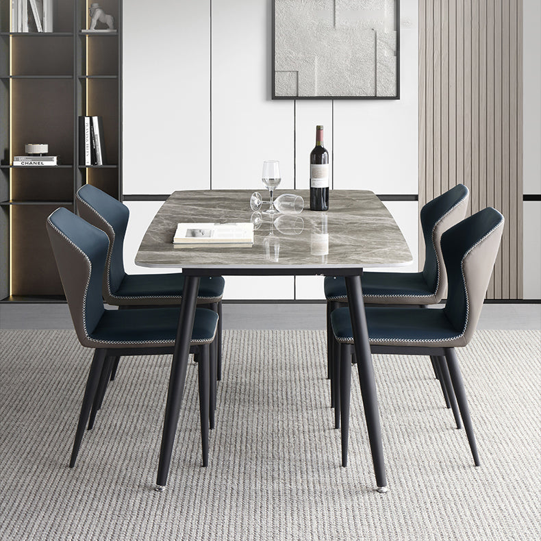 Minimalist Style Dining Table Set with Rectangle Shape Table and Upholstered Chairs Clearhalo 'Dining Room Sets' 'Dining Tables & Seating' 'dining_room_set' 'furn' 'furn_dining_room_set' 'Furniture' 'furniture_dining_room_set' 'Kitchen & Dining Furniture' 'kitchen&dining_furn' 'kitchen' 3474854