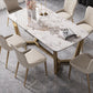 Modern Rectangle Shape Kitchen Dining Set Extendable Sintered Stone Top Dining Set with Trestle Base Clearhalo 'Dining Room Sets' 'Dining Tables & Seating' 'dining_room_set' 'furn' 'furn_dining_room_set' 'Furniture' 'furniture_dining_room_set' 'Kitchen & Dining Furniture' 'kitchen&dining_furn' 'kitchen' 3474869