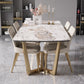 Modern Rectangle Shape Kitchen Dining Set Extendable Sintered Stone Top Dining Set with Trestle Base Clearhalo 'Dining Room Sets' 'Dining Tables & Seating' 'dining_room_set' 'furn' 'furn_dining_room_set' 'Furniture' 'furniture_dining_room_set' 'Kitchen & Dining Furniture' 'kitchen&dining_furn' 'kitchen' 3474870