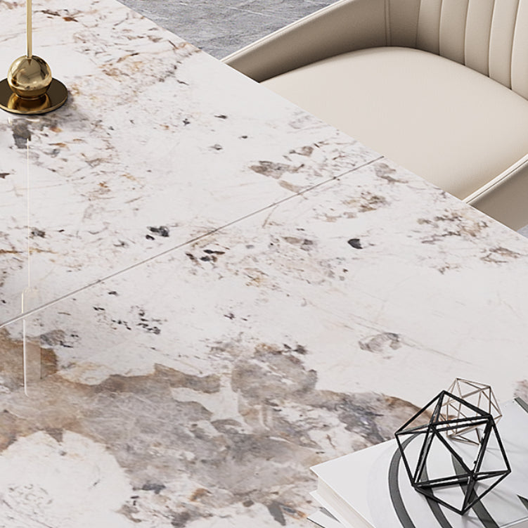 Modern Rectangle Shape Kitchen Dining Set Extendable Sintered Stone Top Dining Set with Trestle Base Clearhalo 'Dining Room Sets' 'Dining Tables & Seating' 'dining_room_set' 'furn' 'furn_dining_room_set' 'Furniture' 'furniture_dining_room_set' 'Kitchen & Dining Furniture' 'kitchen&dining_furn' 'kitchen' 3474871