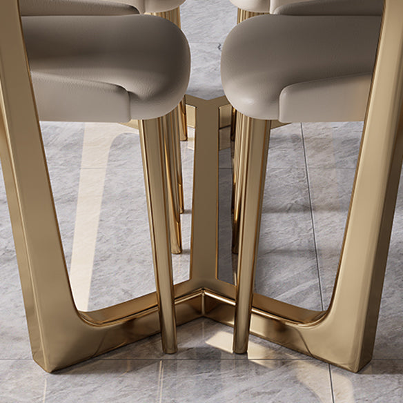 Modern Rectangle Shape Kitchen Dining Set Extendable Sintered Stone Top Dining Set with Trestle Base Clearhalo 'Dining Room Sets' 'Dining Tables & Seating' 'dining_room_set' 'furn' 'furn_dining_room_set' 'Furniture' 'furniture_dining_room_set' 'Kitchen & Dining Furniture' 'kitchen&dining_furn' 'kitchen' 3474874