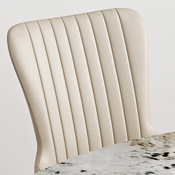 Modern Rectangle Shape Kitchen Dining Set Extendable Sintered Stone Top Dining Set with Trestle Base Clearhalo 'Dining Room Sets' 'Dining Tables & Seating' 'dining_room_set' 'furn' 'furn_dining_room_set' 'Furniture' 'furniture_dining_room_set' 'Kitchen & Dining Furniture' 'kitchen&dining_furn' 'kitchen' 3474875