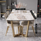 Modern Rectangle Shape Kitchen Dining Set Extendable Sintered Stone Top Dining Set with Trestle Base Clearhalo 'Dining Room Sets' 'Dining Tables & Seating' 'dining_room_set' 'furn' 'furn_dining_room_set' 'Furniture' 'furniture_dining_room_set' 'Kitchen & Dining Furniture' 'kitchen&dining_furn' 'kitchen' 3474878