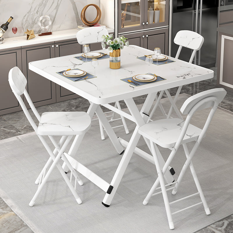 Foldable Solid Wood Dining Room Set of with Double Pedestal Base Dining Room Furniture for Home Use White 5 Piece Set Clearhalo 'Dining Room Sets' 'Dining Tables & Seating' 'dining_room_set' 'furn' 'furn_dining_room_set' 'Furniture' 'furniture_dining_room_set' 'Kitchen & Dining Furniture' 'kitchen&dining_furn' 'kitchen' 3474882
