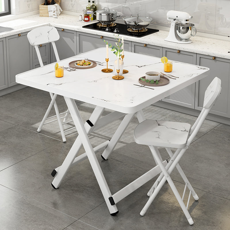 Foldable Solid Wood Dining Room Set of with Double Pedestal Base Dining Room Furniture for Home Use White 3 Piece Set Clearhalo 'Dining Room Sets' 'Dining Tables & Seating' 'dining_room_set' 'furn' 'furn_dining_room_set' 'Furniture' 'furniture_dining_room_set' 'Kitchen & Dining Furniture' 'kitchen&dining_furn' 'kitchen' 3474883