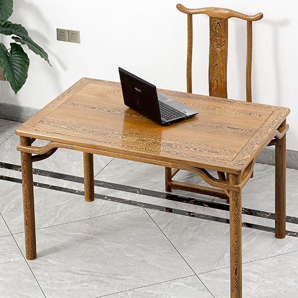 Traditional Style Solid Wood Dining Set with Rectangle Shape Table and 4 Legs Base Clearhalo 'Dining Room Sets' 'Dining Tables & Seating' 'dining_room_set' 'furn' 'furn_dining_room_set' 'Furniture' 'furniture_dining_room_set' 'Kitchen & Dining Furniture' 'kitchen&dining_furn' 'kitchen' 3474903