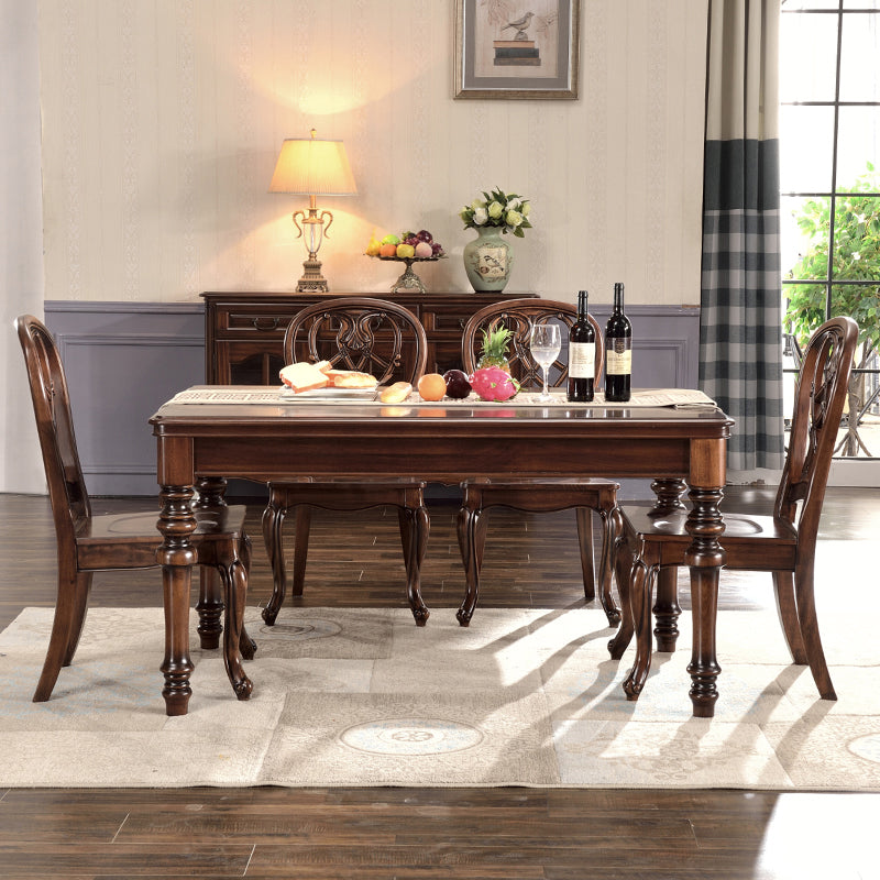Traditional Style Solid Wood Dining Set with Rectangle Shape Table Table and 4 Legs Base 5 Piece Set Clearhalo 'Dining Room Sets' 'Dining Tables & Seating' 'dining_room_set' 'furn' 'furn_dining_room_set' 'Furniture' 'furniture_dining_room_set' 'Kitchen & Dining Furniture' 'kitchen&dining_furn' 'kitchen' 3474906