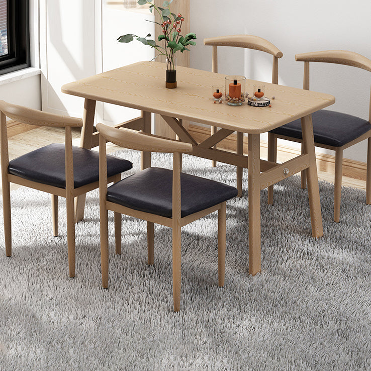 Modern Wood Top Rectangle Shape Dining Furniture 4 Wood Legs Table for Dining Room Furniture 5 Piece Set Clearhalo 'Dining Room Sets' 'Dining Tables & Seating' 'dining_room_set' 'furn' 'furn_dining_room_set' 'Furniture' 'furniture_dining_room_set' 'Kitchen & Dining Furniture' 'kitchen&dining_furn' 'kitchen' 3474920