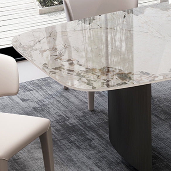 Modern Sintered Stone Table Set of 3/5 with Rectangle Table Dining Set with Black 3 Legs Clearhalo 'Dining Room Sets' 'Dining Tables & Seating' 'dining_room_set' 'furn' 'furn_dining_room_set' 'Furniture' 'furniture_dining_room_set' 'Kitchen & Dining Furniture' 'kitchen&dining_furn' 'kitchen' 3474938