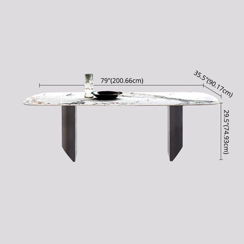Modern Sintered Stone Table Set of 3/5 with Rectangle Table Dining Set with Black 3 Legs Clearhalo 'Dining Room Sets' 'Dining Tables & Seating' 'dining_room_set' 'furn' 'furn_dining_room_set' 'Furniture' 'furniture_dining_room_set' 'Kitchen & Dining Furniture' 'kitchen&dining_furn' 'kitchen' 3474945