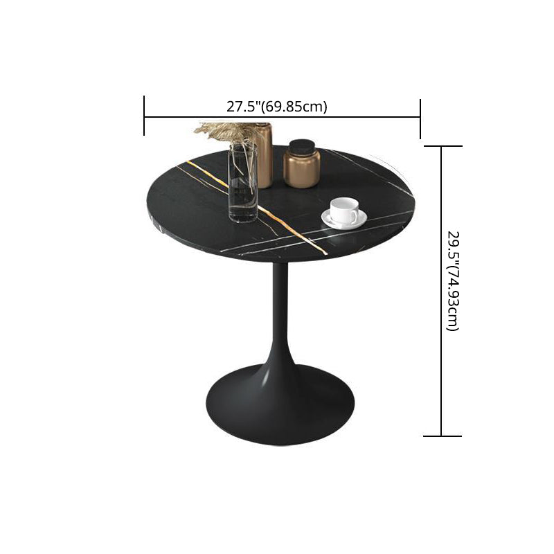 Glam Style Sintered Stone Black Dining Room Set with Round Table Formal Dining Table Furniture Clearhalo 'Dining Room Sets' 'Dining Tables & Seating' 'dining_room_set' 'furn' 'furn_dining_room_set' 'Furniture' 'furniture_dining_room_set' 'Kitchen & Dining Furniture' 'kitchen&dining_furn' 'kitchen' 3474953