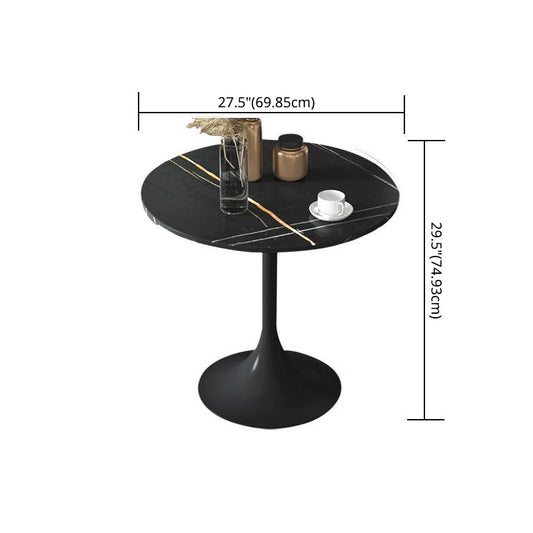 Glam Style Sintered Stone Black Dining Room Set with Round Table Formal Dining Table Furniture Clearhalo 'Dining Room Sets' 'Dining Tables & Seating' 'dining_room_set' 'furn' 'furn_dining_room_set' 'Furniture' 'furniture_dining_room_set' 'Kitchen & Dining Furniture' 'kitchen&dining_furn' 'kitchen' 3474953