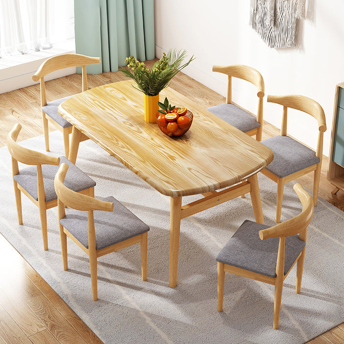 Standard Wood Top Dining Set with 4 Light Brown Wood Legs Base for Dining Furniture 55.1"L x 31.5"W x 29.5"H Grey 7 Piece Set Clearhalo 'Dining Room Sets' 'Dining Tables & Seating' 'dining_room_set' 'furn' 'furn_dining_room_set' 'Furniture' 'furniture_dining_room_set' 'Kitchen & Dining Furniture' 'kitchen&dining_furn' 'kitchen' 3474958