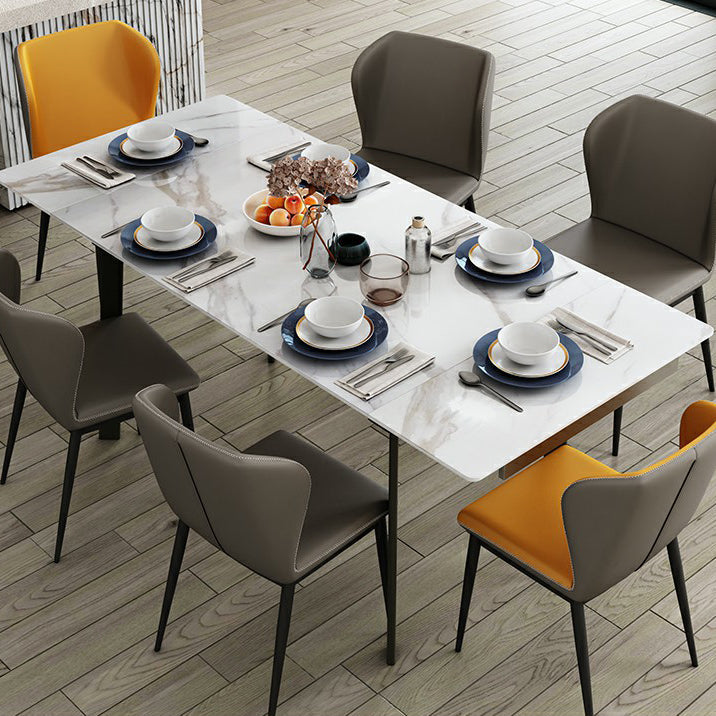 Contemporary Sintered Stone Dining Furniture with Rectangle DiningSet with Removable Leaf 7 Piece Set Clearhalo 'Dining Room Sets' 'Dining Tables & Seating' 'dining_room_set' 'furn' 'furn_dining_room_set' 'Furniture' 'furniture_dining_room_set' 'Kitchen & Dining Furniture' 3474970