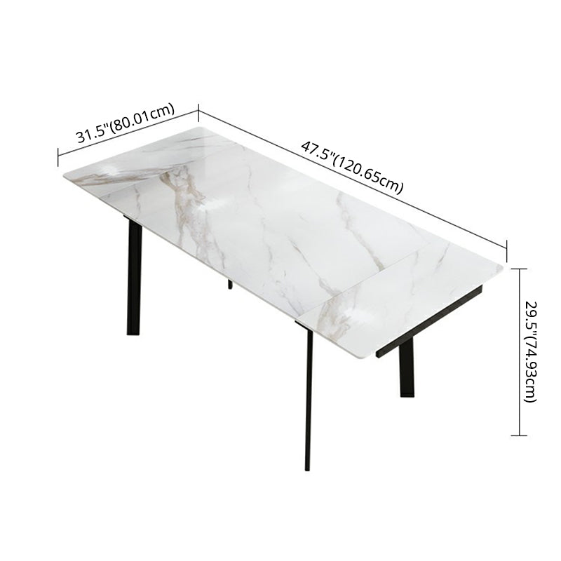 Contemporary Sintered Stone Dining Furniture with Rectangle DiningSet with Removable Leaf Clearhalo 'Dining Room Sets' 'Dining Tables & Seating' 'dining_room_set' 'furn' 'furn_dining_room_set' 'Furniture' 'furniture_dining_room_set' 'Kitchen & Dining Furniture' 3474977