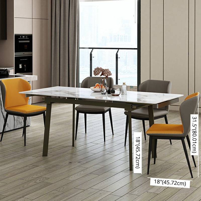 Contemporary Sintered Stone Dining Furniture with Rectangle DiningSet with Removable Leaf Clearhalo 'Dining Room Sets' 'Dining Tables & Seating' 'dining_room_set' 'furn' 'furn_dining_room_set' 'Furniture' 'furniture_dining_room_set' 'Kitchen & Dining Furniture' 3474979