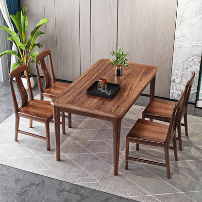 Traditional Style Solid Wood Dining Set with Walnut Table and 4 Legs Base for Home Use 5 Piece Set Clearhalo 'Dining Room Sets' 'Dining Tables & Seating' 'dining_room_set' 'furn' 'furn_dining_room_set' 'Furniture' 'furniture_dining_room_set' 'Kitchen & Dining Furniture' 'kitchen&dining_furn' 'kitchen' 3474993