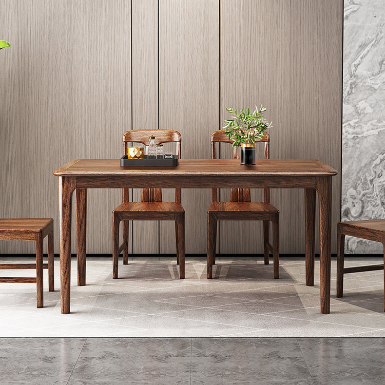 Traditional Style Solid Wood Dining Set with Walnut Table and 4 Legs Base for Home Use Clearhalo 'Dining Room Sets' 'Dining Tables & Seating' 'dining_room_set' 'furn' 'furn_dining_room_set' 'Furniture' 'furniture_dining_room_set' 'Kitchen & Dining Furniture' 'kitchen&dining_furn' 'kitchen' 3474995