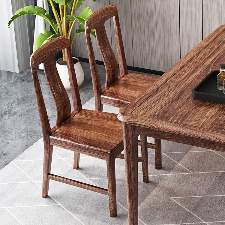 Traditional Style Solid Wood Dining Set with Walnut Table and 4 Legs Base for Home Use Clearhalo 'Dining Room Sets' 'Dining Tables & Seating' 'dining_room_set' 'furn' 'furn_dining_room_set' 'Furniture' 'furniture_dining_room_set' 'Kitchen & Dining Furniture' 'kitchen&dining_furn' 'kitchen' 3474996