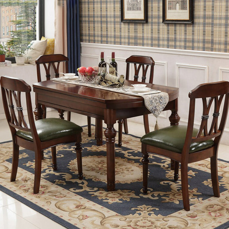 Traditional Solid Wood Dining Room Set with Rectangle Table Dining Table Furniture 5 Piece Set Clearhalo 'Dining Room Sets' 'Dining Tables & Seating' 'dining_room_set' 'furn' 'furn_dining_room_set' 'Furniture' 'furniture_dining_room_set' 'Kitchen & Dining Furniture' 'kitchen&dining_furn' 'kitchen' 3475004