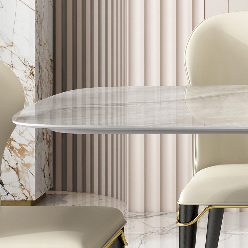 Dining Room Set Contemporary Sintered Stone Dining Table Rectangular Dining Table with Metal Base Clearhalo 'Dining Room Sets' 'Dining Tables & Seating' 'dining_room_set' 'furn' 'furn_dining_room_set' 'Furniture' 'furniture_dining_room_set' 'Kitchen & Dining Furniture' 'kitchen&dining_furn' 'kitchen' 3475033