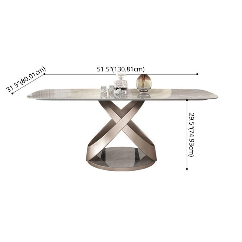 Dining Room Set Contemporary Sintered Stone Dining Table Rectangular Dining Table with Metal Base Clearhalo 'Dining Room Sets' 'Dining Tables & Seating' 'dining_room_set' 'furn' 'furn_dining_room_set' 'Furniture' 'furniture_dining_room_set' 'Kitchen & Dining Furniture' 'kitchen&dining_furn' 'kitchen' 3475036