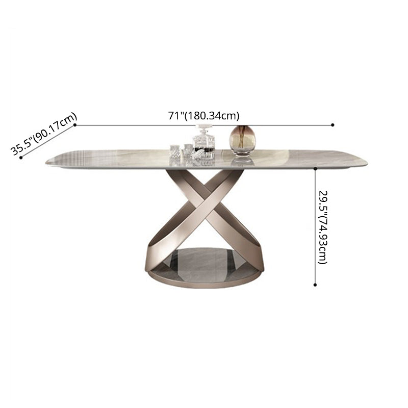 Dining Room Set Contemporary Sintered Stone Dining Table Rectangular Dining Table with Metal Base Clearhalo 'Dining Room Sets' 'Dining Tables & Seating' 'dining_room_set' 'furn' 'furn_dining_room_set' 'Furniture' 'furniture_dining_room_set' 'Kitchen & Dining Furniture' 'kitchen&dining_furn' 'kitchen' 3475039