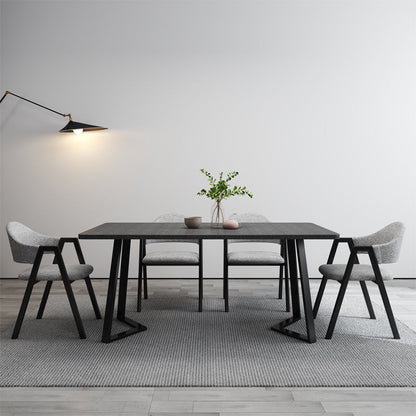 Modern Style Traditional Height Dining Set with Rectangle Shape Table and Double Pedestal Base 5 Piece Set Clearhalo 'Dining Room Sets' 'Dining Tables & Seating' 'dining_room_set' 'furn' 'furn_dining_room_set' 'Furniture' 'furniture_dining_room_set' 'Kitchen & Dining Furniture' 'kitchen&dining_furn' 'kitchen' 3475070