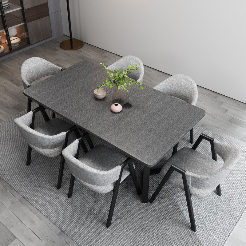 Modern Style Traditional Height Dining Set with Rectangle Shape Table and Double Pedestal Base Clearhalo 'Dining Room Sets' 'Dining Tables & Seating' 'dining_room_set' 'furn' 'furn_dining_room_set' 'Furniture' 'furniture_dining_room_set' 'Kitchen & Dining Furniture' 'kitchen&dining_furn' 'kitchen' 3475071