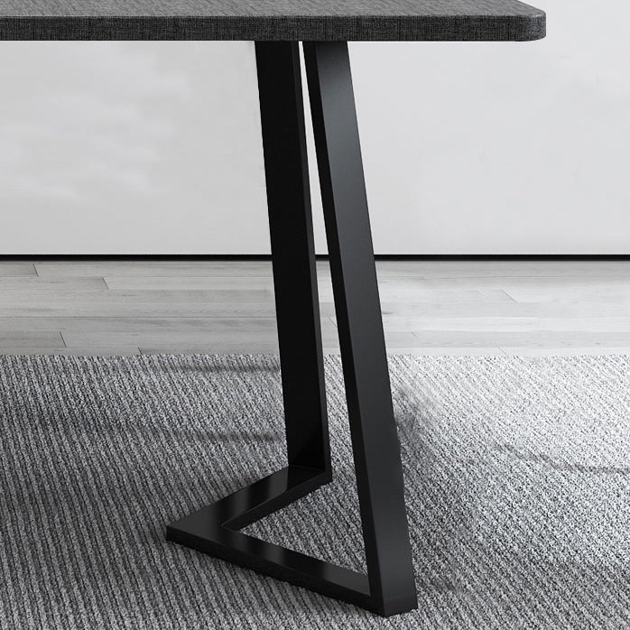 Modern Style Traditional Height Dining Set with Rectangle Shape Table and Double Pedestal Base Clearhalo 'Dining Room Sets' 'Dining Tables & Seating' 'dining_room_set' 'furn' 'furn_dining_room_set' 'Furniture' 'furniture_dining_room_set' 'Kitchen & Dining Furniture' 'kitchen&dining_furn' 'kitchen' 3475076