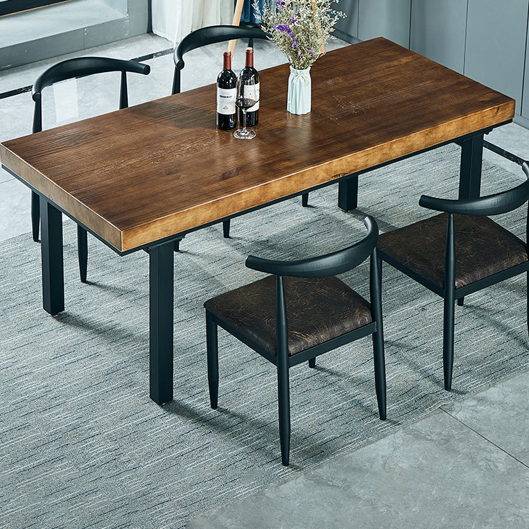 Traditional Style Solid Wood Dining Set with Walnut Table and 4 Black Legs Base Black 5 Piece Set Clearhalo 'Dining Room Sets' 'Dining Tables & Seating' 'dining_room_set' 'furn' 'furn_dining_room_set' 'Furniture' 'furniture_dining_room_set' 'Kitchen & Dining Furniture' 'kitchen&dining_furn' 'kitchen' 3475083