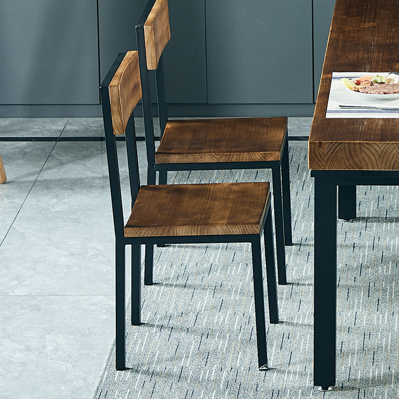 Traditional Style Solid Wood Dining Set with Walnut Table and 4 Black Legs Base Clearhalo 'Dining Room Sets' 'Dining Tables & Seating' 'dining_room_set' 'furn' 'furn_dining_room_set' 'Furniture' 'furniture_dining_room_set' 'Kitchen & Dining Furniture' 'kitchen&dining_furn' 'kitchen' 3475091