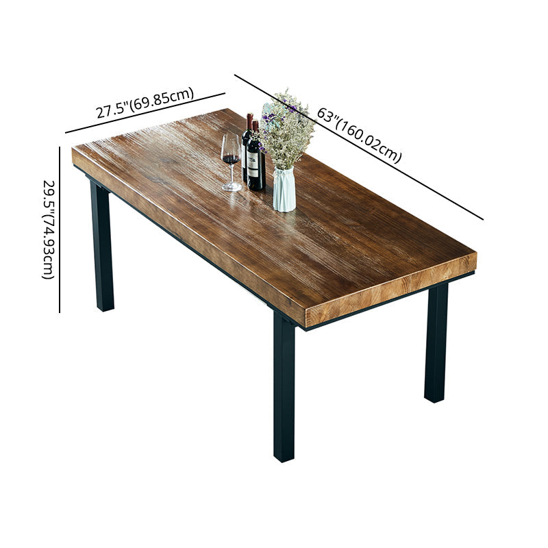 Traditional Style Solid Wood Dining Set with Walnut Table and 4 Black Legs Base Clearhalo 'Dining Room Sets' 'Dining Tables & Seating' 'dining_room_set' 'furn' 'furn_dining_room_set' 'Furniture' 'furniture_dining_room_set' 'Kitchen & Dining Furniture' 'kitchen&dining_furn' 'kitchen' 3475094