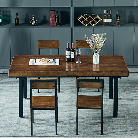 Traditional Style Solid Wood Dining Set with Walnut Table and 4 Black Legs Base Clearhalo 'Dining Room Sets' 'Dining Tables & Seating' 'dining_room_set' 'furn' 'furn_dining_room_set' 'Furniture' 'furniture_dining_room_set' 'Kitchen & Dining Furniture' 'kitchen&dining_furn' 'kitchen' 3475100