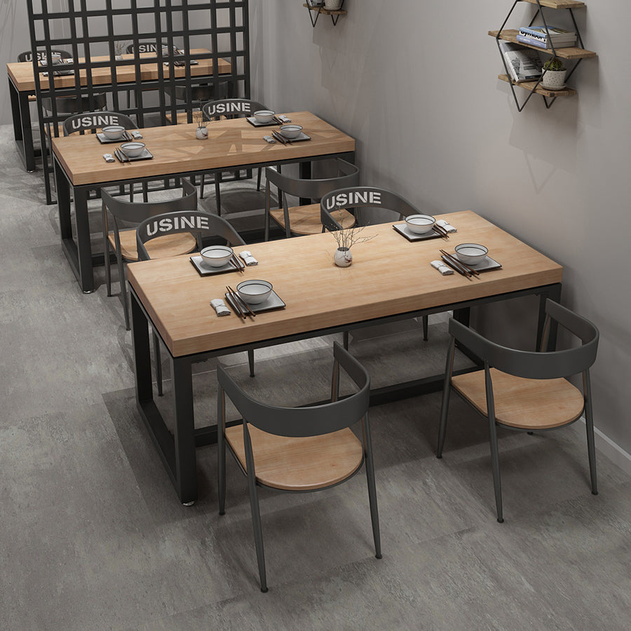 Industrial Style Solid Wood Dining Set with Traditional Height Table and Trestle Base Clearhalo 'Dining Room Sets' 'Dining Tables & Seating' 'dining_room_set' 'furn' 'furn_dining_room_set' 'Furniture' 'furniture_dining_room_set' 'Kitchen & Dining Furniture' 'kitchen&dining_furn' 'kitchen' 3475128