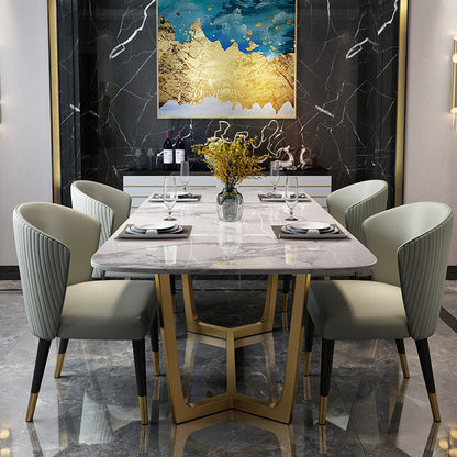 Modern Rectangle Shape Standard Dining Set Sintered Stone White Dining Set for Kitchen 5 Piece Set Clearhalo 'Dining Room Sets' 'Dining Tables & Seating' 'dining_room_set' 'furn' 'furn_dining_room_set' 'Furniture' 'furniture_dining_room_set' 'Kitchen & Dining Furniture' 'kitchen&dining_furn' 'kitchen' 3475129