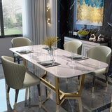 Modern Rectangle Shape Standard Dining Set Sintered Stone White Dining Set for Kitchen Clearhalo 'Dining Room Sets' 'Dining Tables & Seating' 'dining_room_set' 'furn' 'furn_dining_room_set' 'Furniture' 'furniture_dining_room_set' 'Kitchen & Dining Furniture' 'kitchen&dining_furn' 'kitchen' 3475131