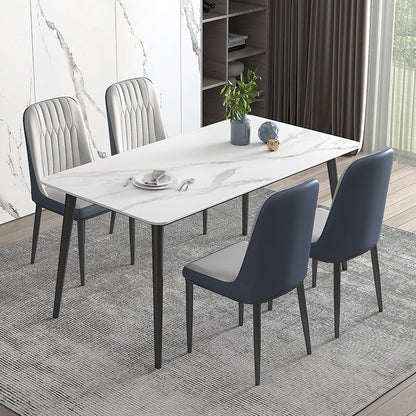 Minimalist White Standard Dining Set Sintered Stone Rectangle Dining Set with 4 Legs Base 5 Piece Set Clearhalo 'Dining Room Sets' 'Dining Tables & Seating' 'dining_room_set' 'furn' 'furn_dining_room_set' 'Furniture' 'furniture_dining_room_set' 'Kitchen & Dining Furniture' 'kitchen&dining_furn' 'kitchen' 3475145