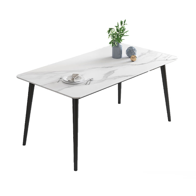 Minimalist White Standard Dining Set Sintered Stone Rectangle Dining Set with 4 Legs Base Clearhalo 'Dining Room Sets' 'Dining Tables & Seating' 'dining_room_set' 'furn' 'furn_dining_room_set' 'Furniture' 'furniture_dining_room_set' 'Kitchen & Dining Furniture' 'kitchen&dining_furn' 'kitchen' 3475147