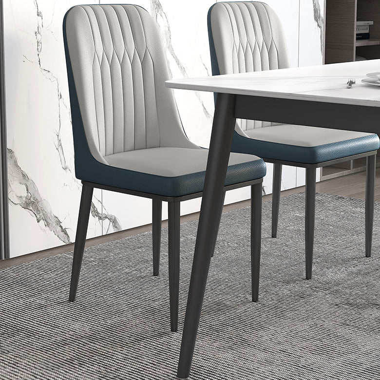 Minimalist White Standard Dining Set Sintered Stone Rectangle Dining Set with 4 Legs Base Clearhalo 'Dining Room Sets' 'Dining Tables & Seating' 'dining_room_set' 'furn' 'furn_dining_room_set' 'Furniture' 'furniture_dining_room_set' 'Kitchen & Dining Furniture' 'kitchen&dining_furn' 'kitchen' 3475150