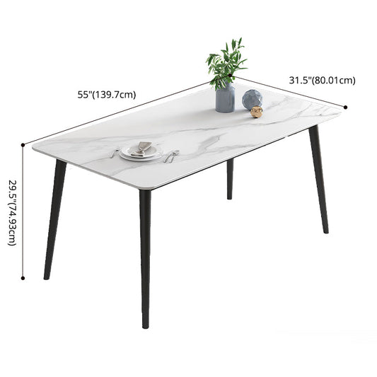 Minimalist White Standard Dining Set Sintered Stone Rectangle Dining Set with 4 Legs Base Clearhalo 'Dining Room Sets' 'Dining Tables & Seating' 'dining_room_set' 'furn' 'furn_dining_room_set' 'Furniture' 'furniture_dining_room_set' 'Kitchen & Dining Furniture' 'kitchen&dining_furn' 'kitchen' 3475154