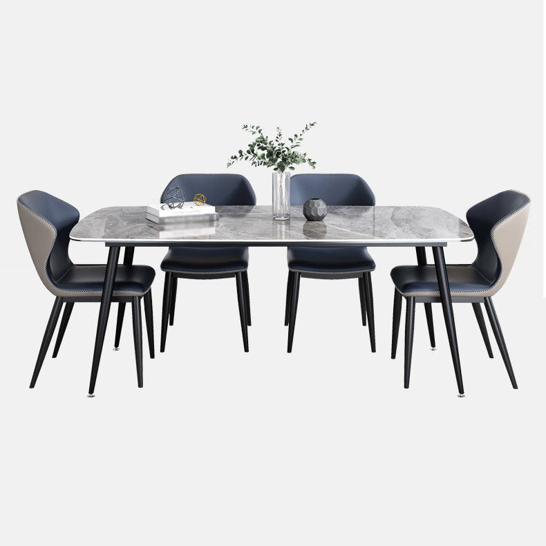Modern Gray Standard Dining Set Rectangle Shape Sintered Stone Dining Set with 4 Legs Table 5 Piece Set Clearhalo 'Dining Room Sets' 'Dining Tables & Seating' 'dining_room_set' 'furn' 'furn_dining_room_set' 'Furniture' 'furniture_dining_room_set' 'Kitchen & Dining Furniture' 'kitchen&dining_furn' 'kitchen' 3475160