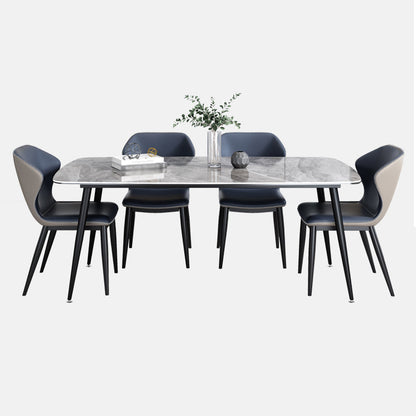 Modern Gray Standard Dining Set Rectangle Shape Sintered Stone Dining Set with 4 Legs Table 5 Piece Set Clearhalo 'Dining Room Sets' 'Dining Tables & Seating' 'dining_room_set' 'furn' 'furn_dining_room_set' 'Furniture' 'furniture_dining_room_set' 'Kitchen & Dining Furniture' 'kitchen&dining_furn' 'kitchen' 3475160