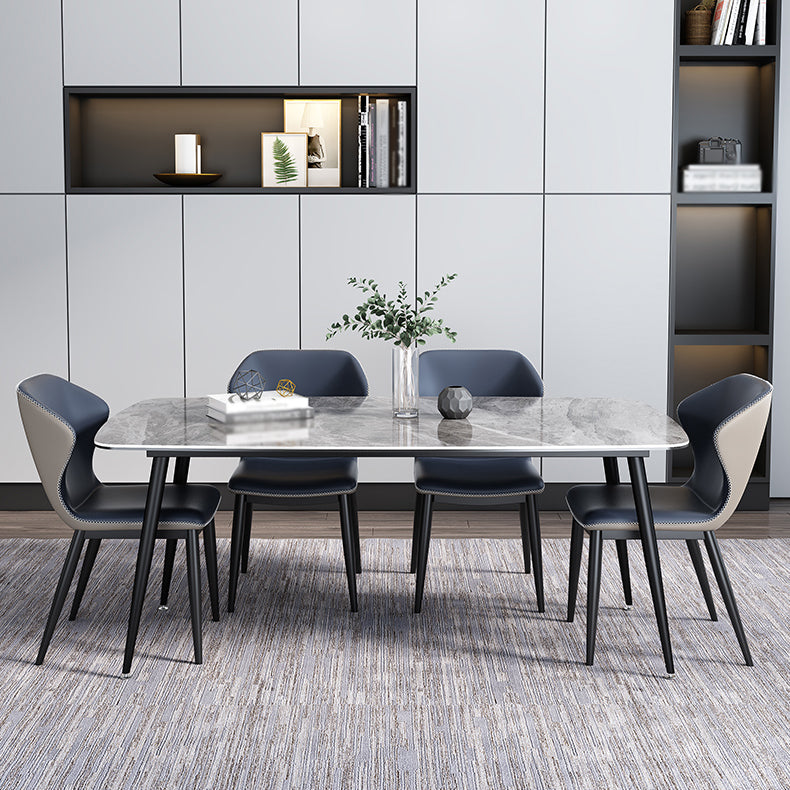 Modern Gray Standard Dining Set Rectangle Shape Sintered Stone Dining Set with 4 Legs Table Clearhalo 'Dining Room Sets' 'Dining Tables & Seating' 'dining_room_set' 'furn' 'furn_dining_room_set' 'Furniture' 'furniture_dining_room_set' 'Kitchen & Dining Furniture' 'kitchen&dining_furn' 'kitchen' 3475164