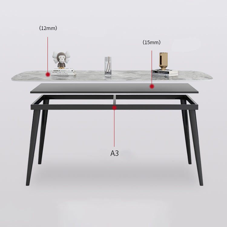 Modern Gray Standard Dining Set Rectangle Shape Sintered Stone Dining Set with 4 Legs Table Clearhalo 'Dining Room Sets' 'Dining Tables & Seating' 'dining_room_set' 'furn' 'furn_dining_room_set' 'Furniture' 'furniture_dining_room_set' 'Kitchen & Dining Furniture' 'kitchen&dining_furn' 'kitchen' 3475166